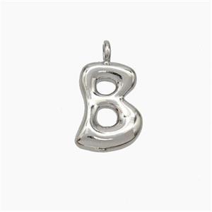 Copper Letter-B Pendant Platinum Plated, approx 10-12mm [FN53406]