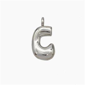 Copper Letter-C Pendant Platinum Plated, approx 10-12mm [FN53407]