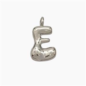 Copper Letter-E Pendant Platinum Plated, approx 10-12mm [FN53409]