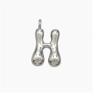 Copper Letter-H Pendant Platinum Plated, approx 10-12mm [FN53412]