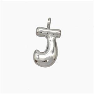 Copper Letter-J Pendant Platinum Plated, approx 10-12mm [FN53414]