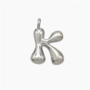 Copper Letter-K Pendant Platinum Plated, approx 10-12mm [FN53415]