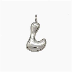 Copper Letter-L Pendant Platinum Plated, approx 10-12mm [FN53416]