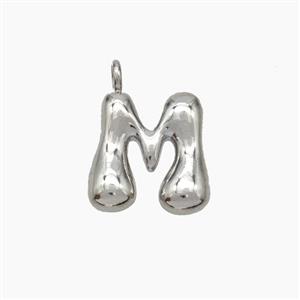 Copper Letter-M Pendant Platinum Plated, approx 10-12mm [FN53417]