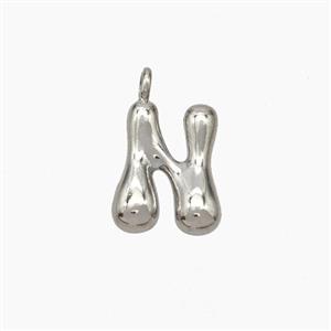 Copper Letter-N Pendant Platinum Plated, approx 10-12mm [FN53418]