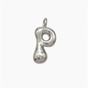 Copper Letter-P Pendant Platinum Plated, approx 10-12mm [FN53420]