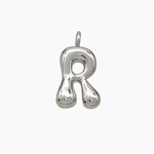 Copper Letter-R Pendant Platinum Plated, approx 10-12mm [FN53422]