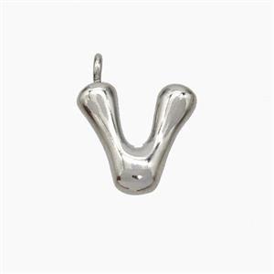 Copper Letter-V Pendant Platinum Plated, approx 10-12mm [FN53426]