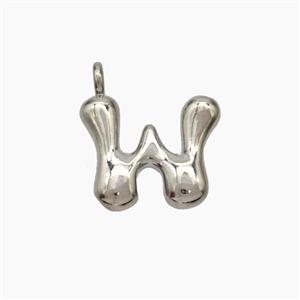 Copper Letter-W Pendant Platinum Plated, approx 10-12mm [FN53427]