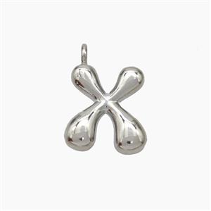 Copper Letter-X Pendant Platinum Plated, approx 10-12mm [FN53428]