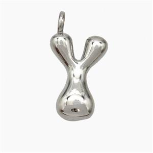 Copper Letter-Y Pendant Platinum Plated, approx 10-12mm [FN53429]