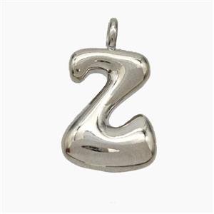 Copper Letter-Z Pendant Platinum Plated, approx 10-12mm [FN53430]
