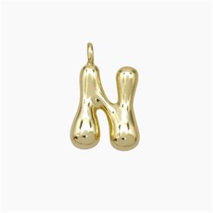 Copper Letter-N Pendant Gold Plated, approx 10-12mm [FN53444]