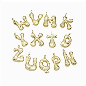 Copper Alphabet Pendant Mixed Letters Gold Plated, approx 10-12mm [FN53457]