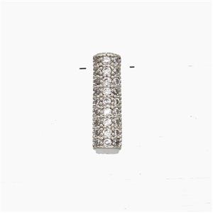 Copper Letter-I Pendant Pave Zirconia Platinum Plated, approx 10-13mm [FN53466]
