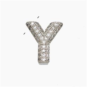 Copper Letter-Y Pendant Pave Zirconia Platinum Plated, approx 10-13mm [FN53482]