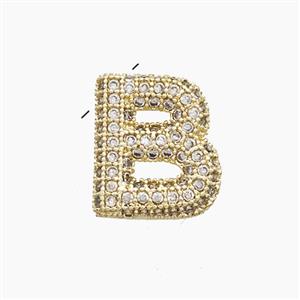 Copper Letter-B Pendant Pave Zirconia Gold Plated, approx 10-13mm [FN53486]