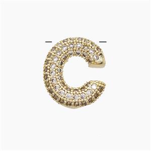 Copper Letter-C Pendant Pave Zirconia Gold Plated, approx 10-13mm [FN53487]