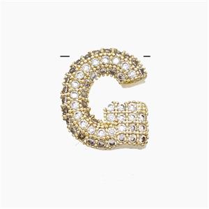 Copper Letter-G Pendant Pave Zirconia Gold Plated, approx 10-13mm [FN53491]