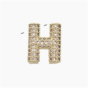 Copper Letter-H Pendant Pave Zirconia Gold Plated, approx 10-13mm [FN53492]