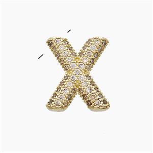 Copper Letter-X Pendant Pave Zirconia Gold Plated, approx 10-13mm [FN53508]