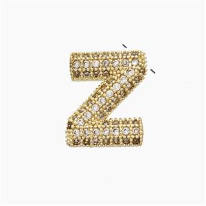 Copper Letter-Z Pendant Pave Zirconia Gold Plated, approx 10-13mm [FN53510]