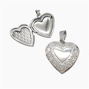 Copper Heart Locket Pendant Platinum Plated, approx 19mm [FN53542]