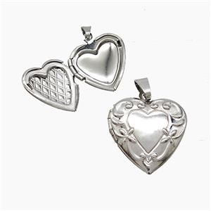 Copper Heart Locket Pendant Platinum Plated, approx 19mm [FN53543]