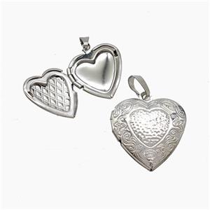 Copper Heart Locket Pendant Platinum Plated, approx 19mm [FN53544]