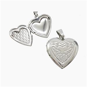 Copper Heart Locket Pendant Platinum Plated, approx 19mm [FN53545]