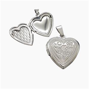 Copper Heart Locket Pendant Platinum Plated, approx 19mm [FN53546]