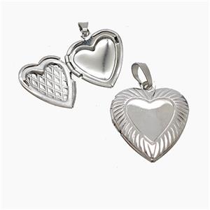 Copper Heart Locket Pendant Platinum Plated, approx 19mm [FN53547]