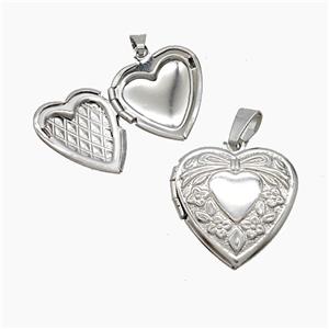 Copper Heart Locket Pendant Platinum Plated, approx 19mm [FN53548]