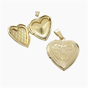 Copper Heart Locket Pendant Gold Plated, approx 19mm [FN53560]