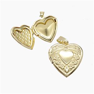 Copper Heart Locket Pendant Gold Plated, approx 19mm [FN53562]