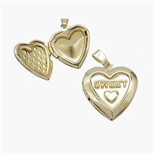 Copper Heart Locket Pendant Sweet Gold Plated, approx 19mm [FN53565]