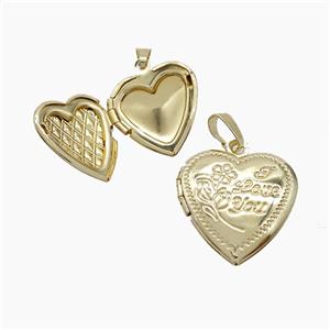 Copper Heart Locket Pendant Gold Plated, approx 19mm [FN53568]