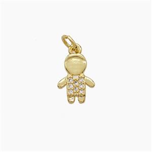 Copper Kids Boy Pendant Pave Zirconia 18K Gold Plated, approx 8.5-12mm [FN53571]