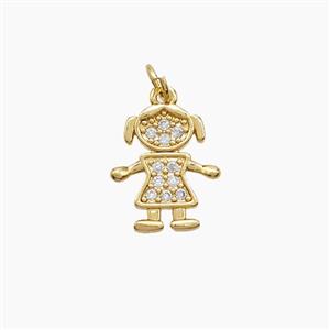 Copper Kids Girls Pendant Pave Zirconia 18K Gold Plated, approx 13-14mm [FN53575]