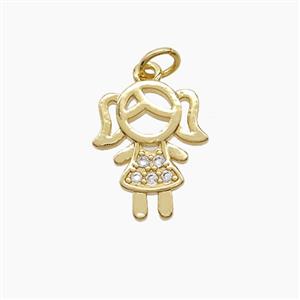 Copper Kids Girls Pendant Pave Zirconia 18K Gold Plated, approx 13-16mm [FN53576]