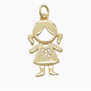 Copper Kids Girls Pendant Pave Zirconia 18K Gold Plated, approx 12-20mm [FN53580]