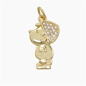 Copper Kids Boy Pendant Pave Zirconia 18K Gold Plated, approx 11-18mm [FN53586]