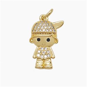 Copper Kids Boy Pendant Pave Zirconia 18K Gold Plated, approx 11-17mm [FN53587]