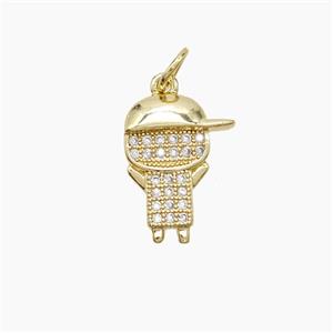 Copper Kids Boy Pendant Pave Zirconia 18K Gold Plated, approx 11-15mm [FN53590]
