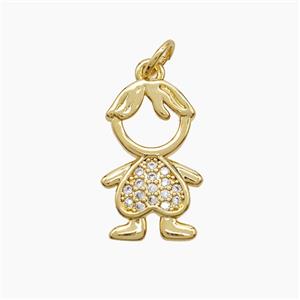 Copper Kids Boy Pendant Pave Zirconia 18K Gold Plated, approx 11-17mm [FN53591]