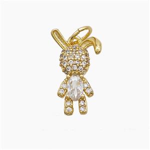 Copper Rabbit Pendant Pave Zirconia 18K Gold Plated, approx 10-16mm [FN53612]