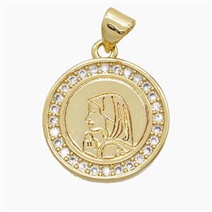 Copper Beauty Pendant Pave Zirconia 18K Gold Plated, approx 18mm [FN53633]