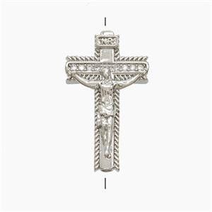 Copper Crucifix Cross Beads Pave Zirconia Platinum Plated, approx 14-24mm [FN53646]