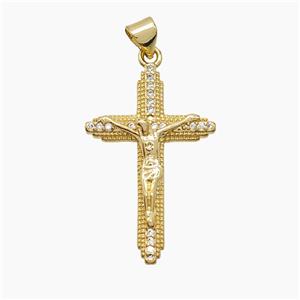 Copper Crucifix Cross Pendant Pave Zirconia 18K Gold Plated, approx 18-30mm [FN53649]