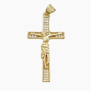 Copper Crucifix Cross Pendant Pave Zirconia 18K Gold Plated, approx 18-32mm [FN53653]